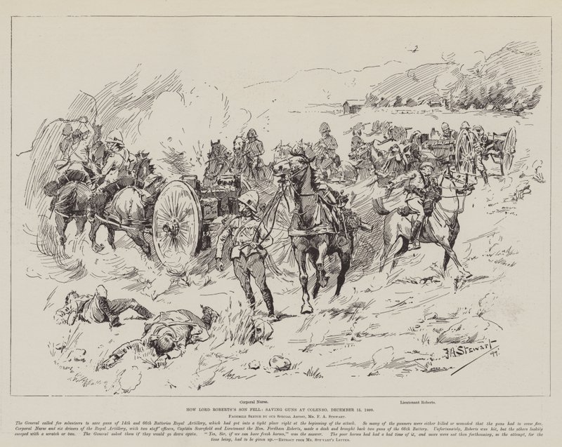 Cómo cayó el Hijo de Lord Roberts, salvando Cañones en Colenso, 15 de diciembre de 1899 de Frank Algenon Stewart