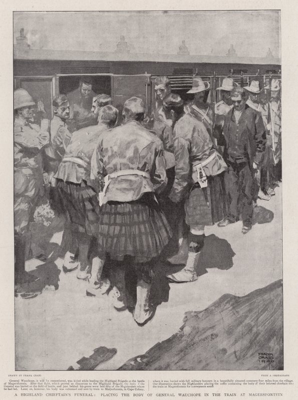 El Funeral de un Jefe de las Tierras Altas, colocando el Cuerpo del General Wauchope en el Tren en Magersfontein de Frank Craig