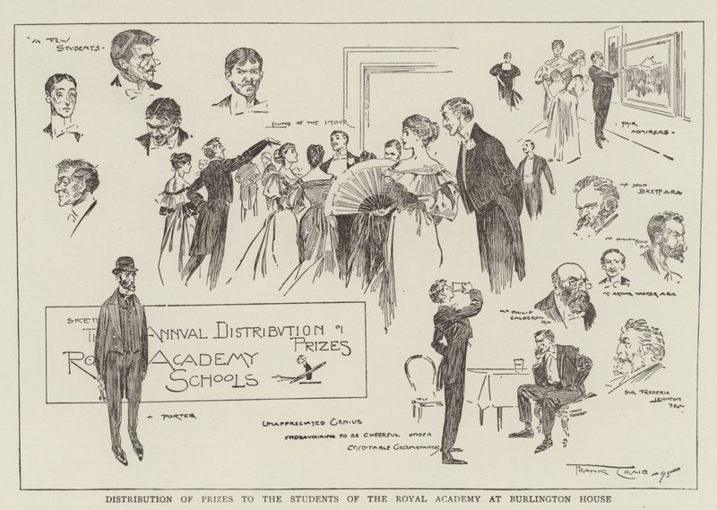 Distribución de premios a los estudiantes de la Real Academia en Burlington House de Frank Craig