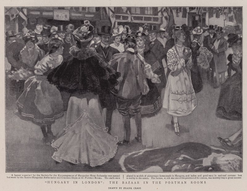 Hungría en Londres, el bazar en las habitaciones de Portman de Frank Craig