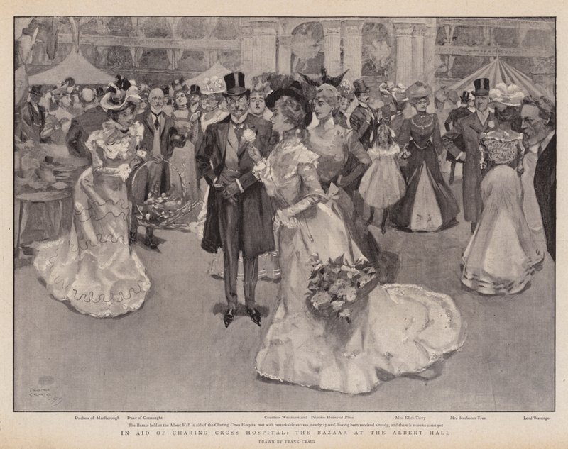 En ayuda del Hospital Charing Cross, el bazar en el Albert Hall de Frank Craig