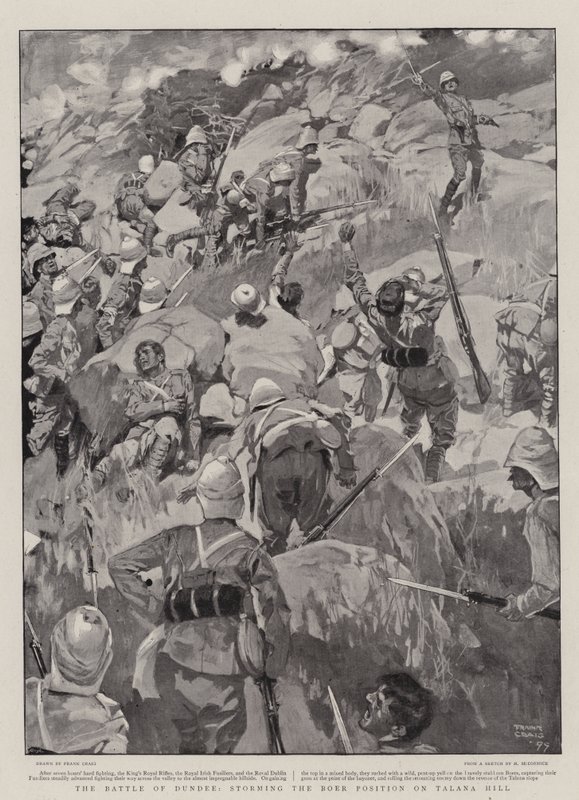 La batalla de Dundee, asalto a la posición bóer en Talana Hill de Frank Craig