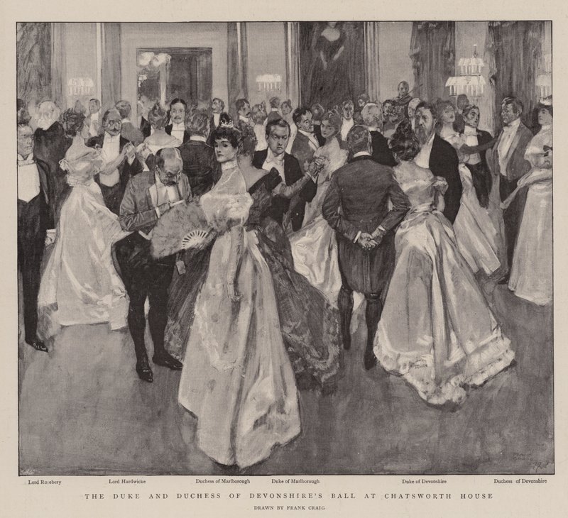 El baile del Duque y la Duquesa de Devonshire en Chatsworth House de Frank Craig