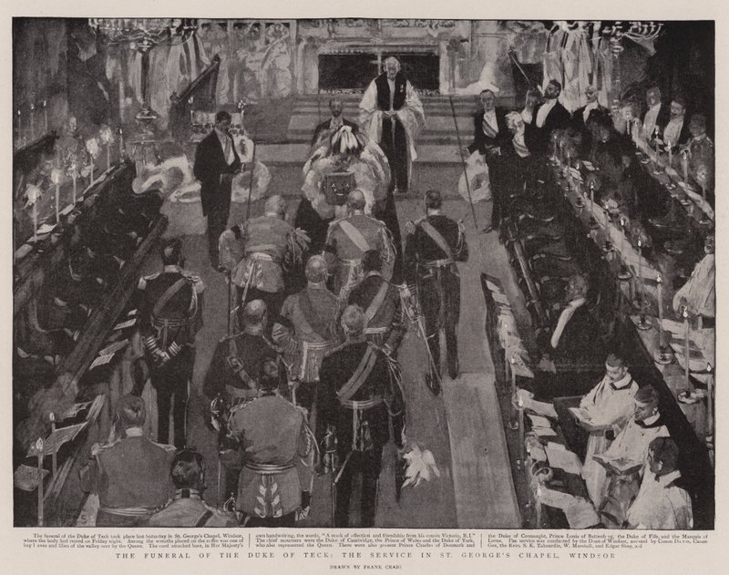 El funeral del Duque de Teck, el servicio en la Capilla de San Jorge en Windsor de Frank Craig