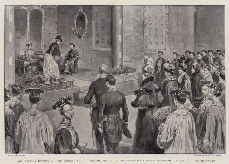 Un episodio histórico en la corte china, la recepción de las esposas de los ministros extranjeros por la emperatriz viuda de Frank Dadd