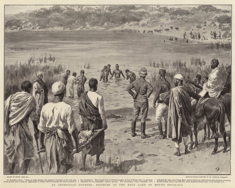 Un Lourdes abisinio, peregrinos en el Lago Sagrado en el Monte Zouquala de Frank Dadd