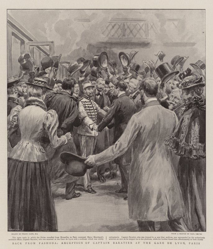 De Vuelta de Fashoda, Recepción del Capitán Baratier en la Gare de Lyon, París de Frank Dadd
