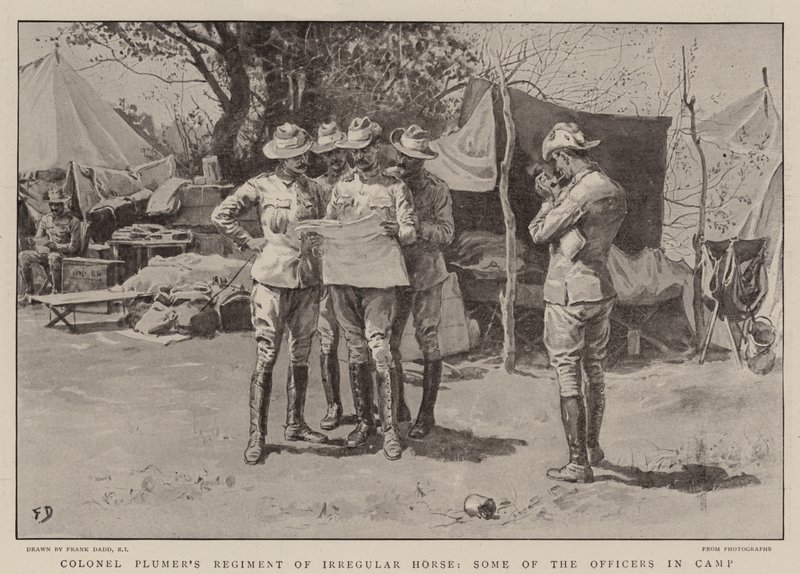 Regimiento de Caballería Irregular del Coronel Plumer, algunos de los oficiales en el campamento de Frank Dadd