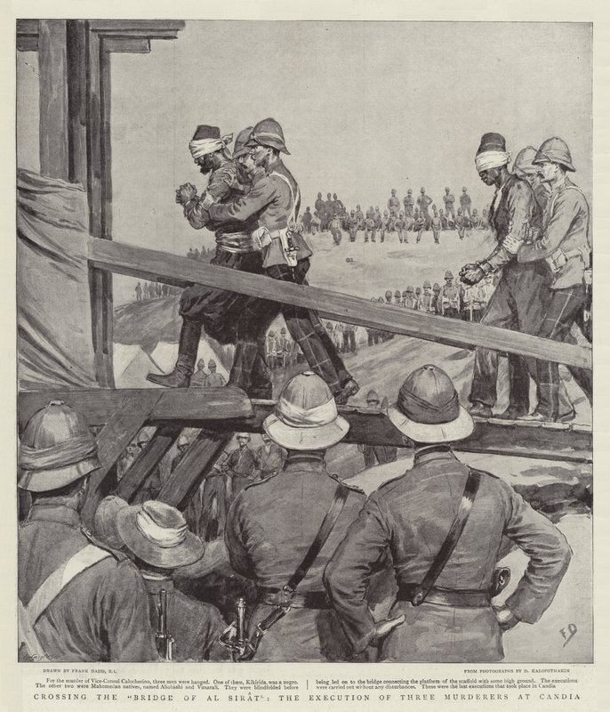 Cruzando el puente de Al Sirat, la ejecución de tres asesinos en Candia de Frank Dadd