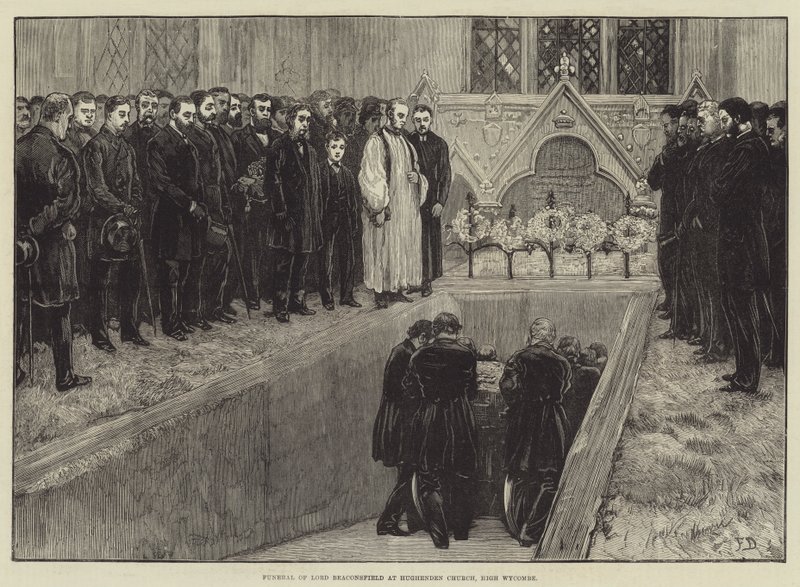 Funeral de Lord Beaconsfield en la iglesia de Hughenden, High Wycombe de Frank Dadd