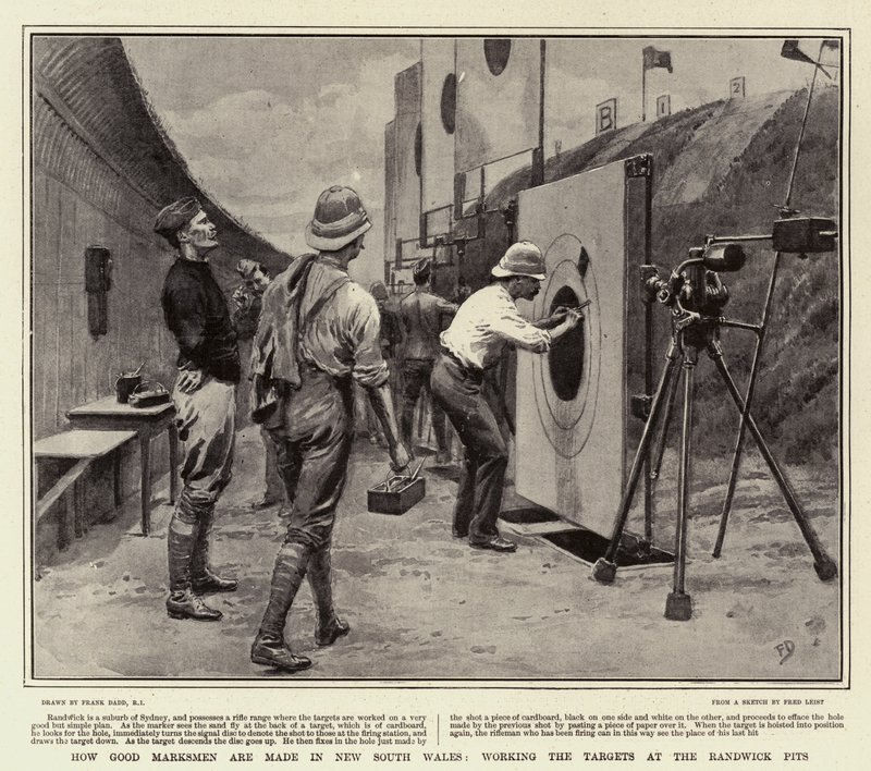 Cómo se hacen los buenos tiradores en Nueva Gales del Sur, trabajando en los objetivos en los pozos de Randwick de Frank Dadd