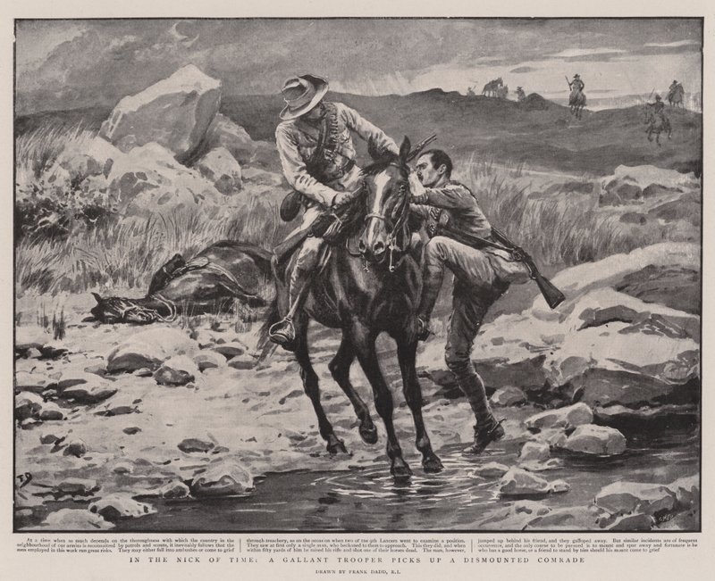 En el último momento, un valiente soldado recoge a un camarada desmontado de Frank Dadd