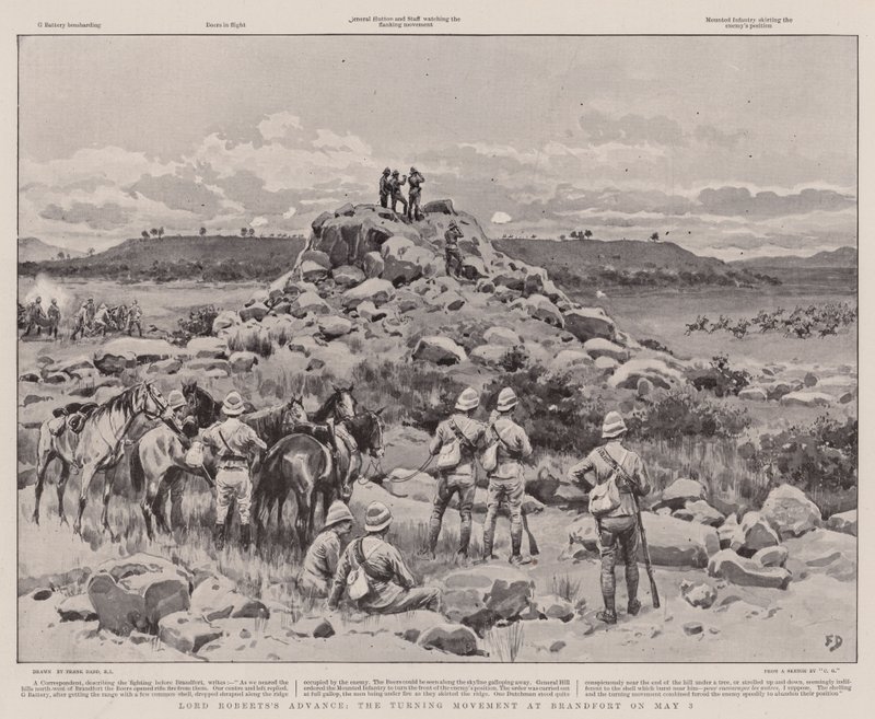 El avance de Lord Roberts, el movimiento de flanqueo en Brandfort el 3 de mayo de Frank Dadd