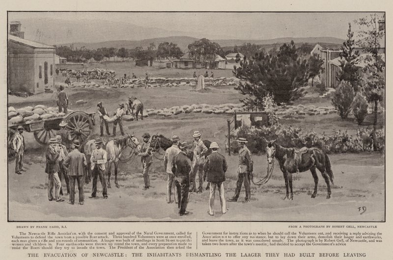 La evacuación de Newcastle, los habitantes desmantelando el campamento que habían construido antes de irse de Frank Dadd