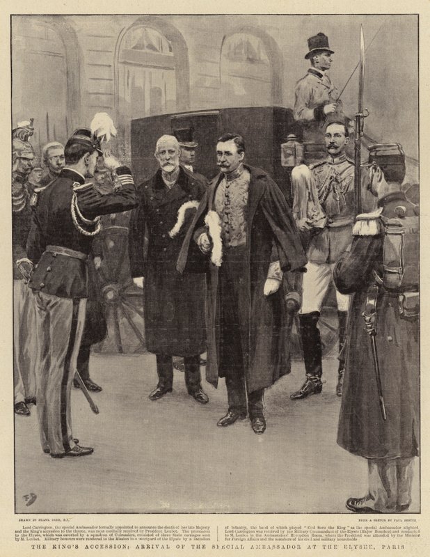 La ascensión del rey, llegada del embajador especial al Elíseo, París de Frank Dadd
