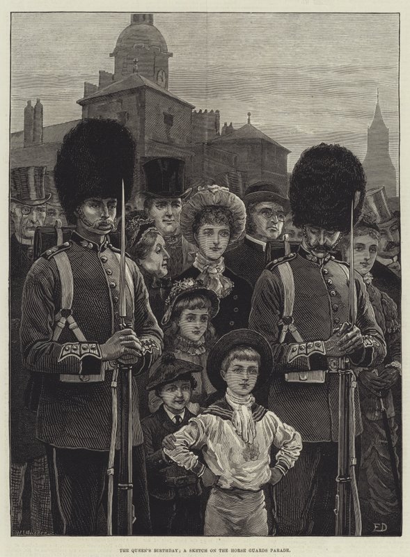 El cumpleaños de la reina, un boceto en el desfile de los Horse Guards de Frank Dadd