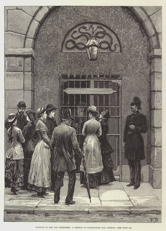 Esperando ver a los prisioneros, un boceto en la cárcel de Kilmainham, Dublín de Frank Dadd