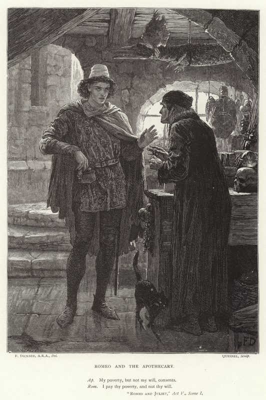 Romeo y el Boticario, Romeo y Julieta, Acto V, Escena I de Frank Dicksee