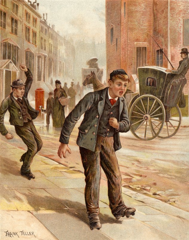 Un giro dudoso, niño patinando de Frank Feller