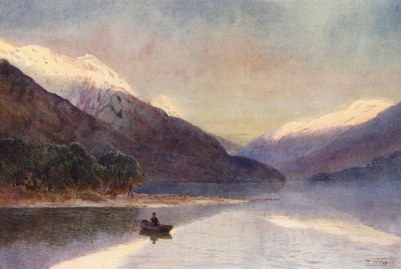 Nueva Zelanda: North Fiord, Lake Te-Anau (litografía en color) de Frank H Wright