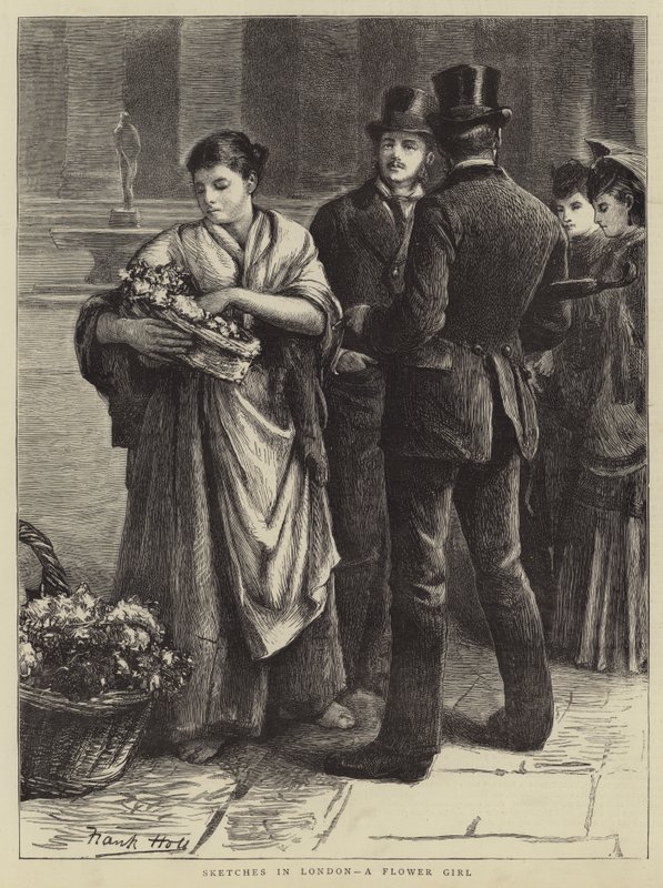 Bocetos en Londres, una vendedora de flores de Frank Holl