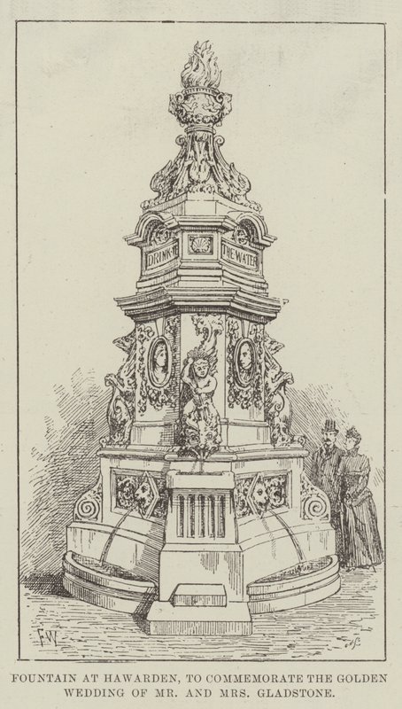 Fuente en Hawarden, para conmemorar las bodas de oro del Sr. y la Sra. Gladstone de Frank Watkins
