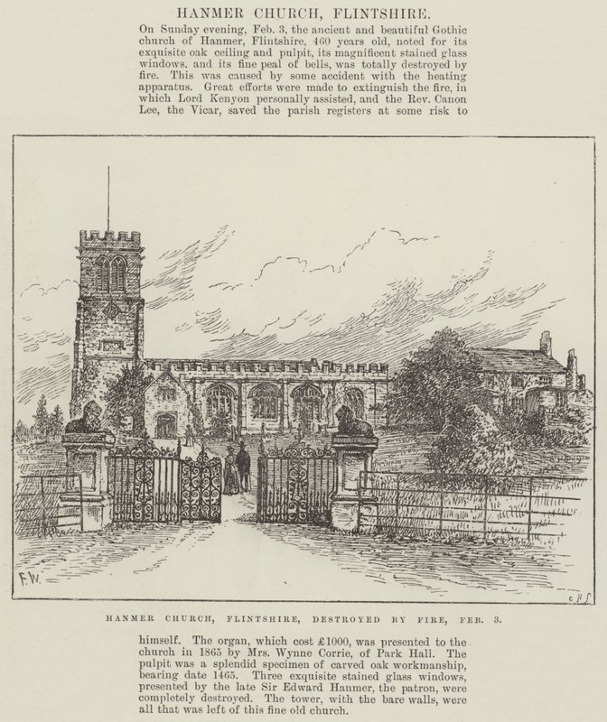 Iglesia de Hanmer, Flintshire, destruida por el Fuego, 3 de febrero de Frank Watkins