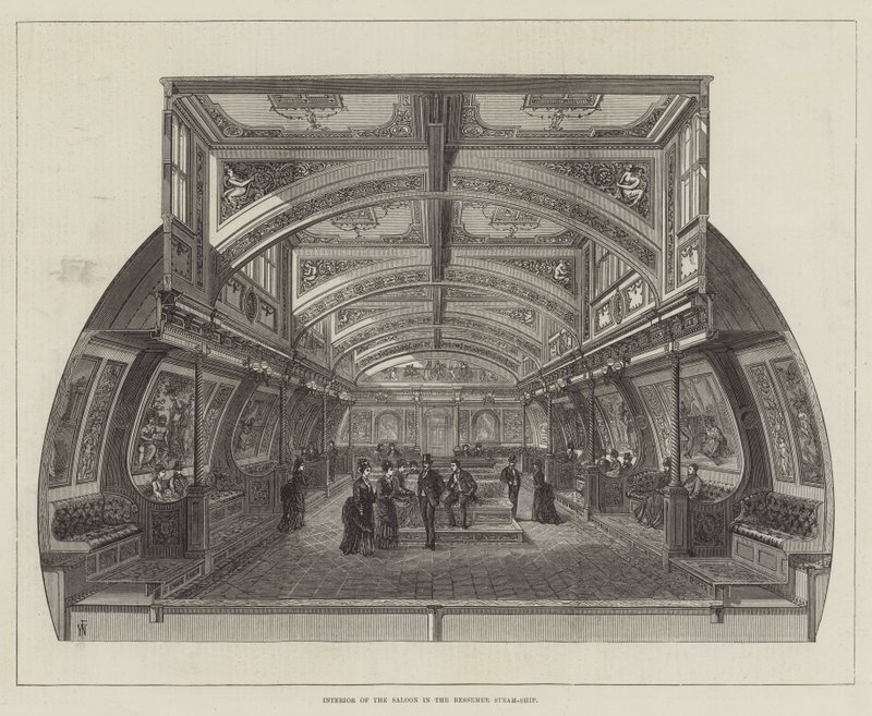 Interior del salón en el barco de vapor Bessemer de Frank Watkins