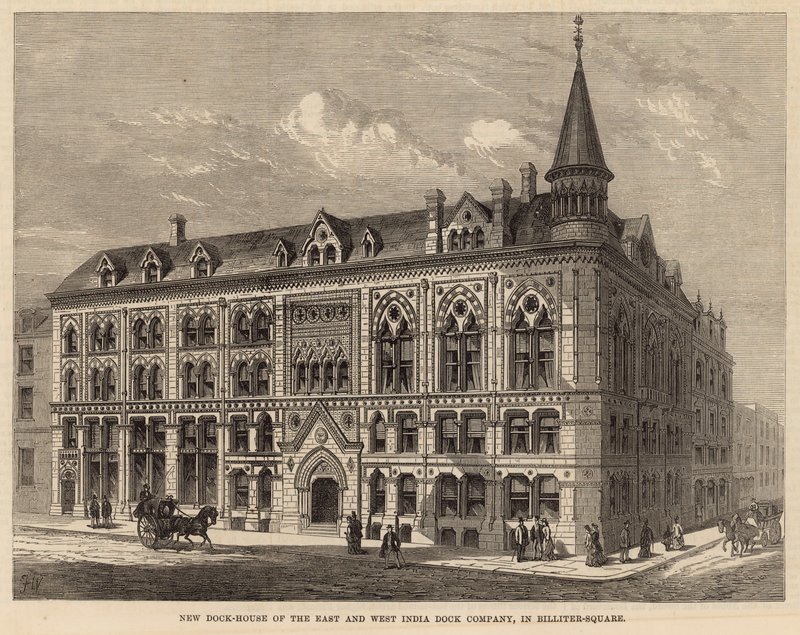 Nueva Casa del Muelle de la Compañía de los Muelles de Oriente y Occidente en Billiter Square de Frank Watkins