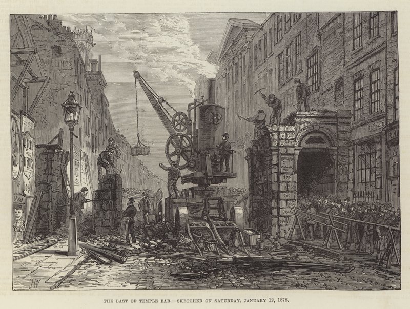 El último de Temple Bar, dibujado el sábado, 12 de enero de 1878 de Frank Watkins