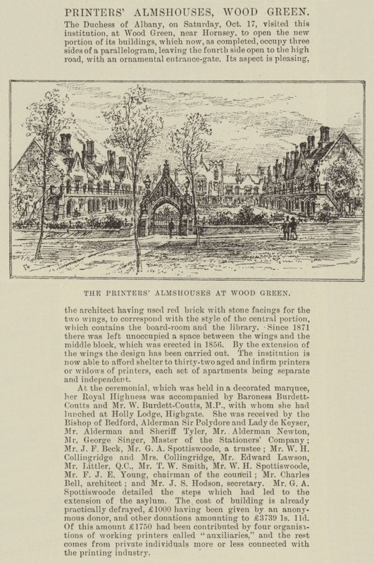 Las casas de beneficencia de los impresores en Wood Green de Frank Watkins