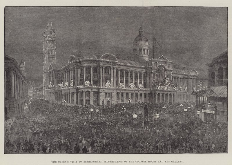 La visita de la Reina a Birmingham, Iluminación de la Casa del Consejo y la Galería de Arte de Frank Watkins