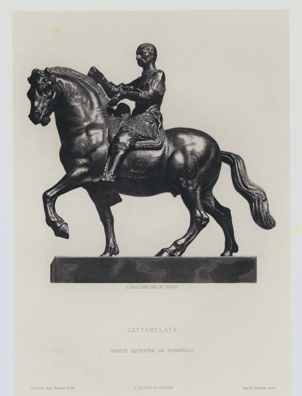 Figura ecuestre de bronce del condotiero renacentista italiano Gattemalata, por Donatello de Frans Gaillard