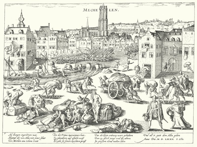 Saqueo de Malinas por los españoles de Franz (after) Hogenberg
