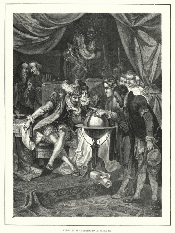 Cristóbal Colón en el campamento de Santa Fe, España de Franz (after) Kollarz