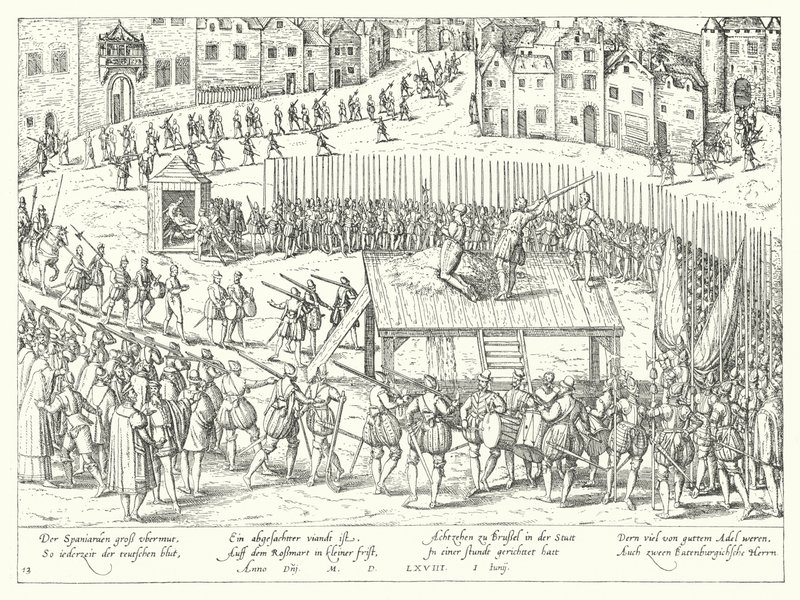 Ejecución de los condes Egmont y Horn en Bruselas, 1568 de Franz Hogenberg