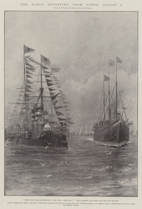 La partida del rey de Cowes, 6 de agosto de Fred T. Jane