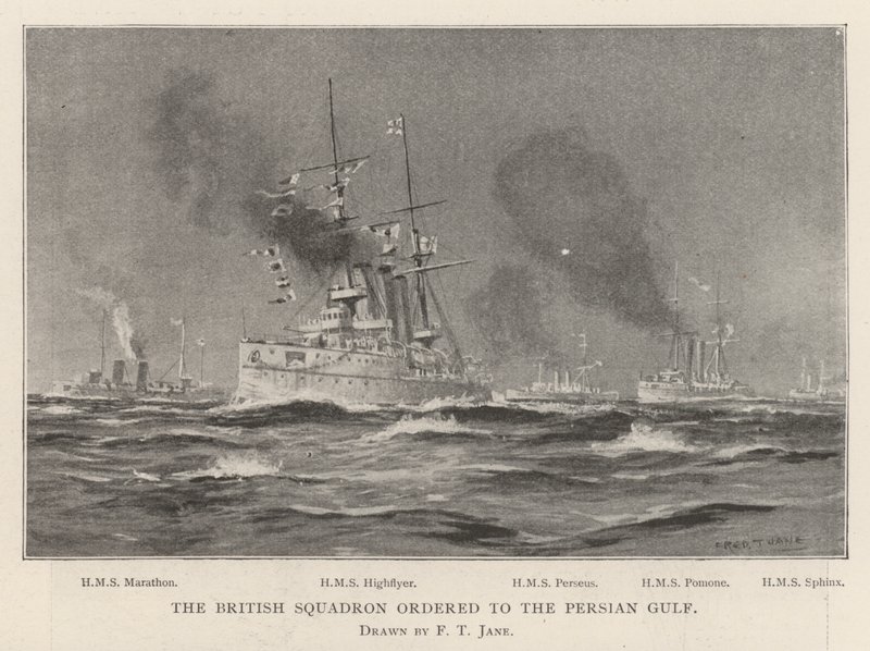 El escuadrón británico ordenado al Golfo Pérsico de Fred T. Jane