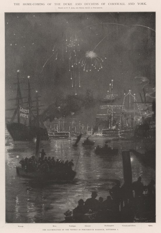 El regreso del Duque y la Duquesa de Cornwall y York de Fred T. Jane