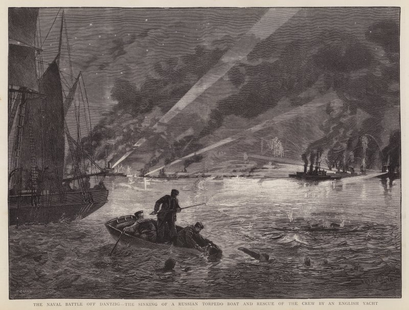 La batalla naval de Dantzig: el hundimiento de un torpedero ruso y el rescate de la tripulación por un yate inglés de Fred T. Jane