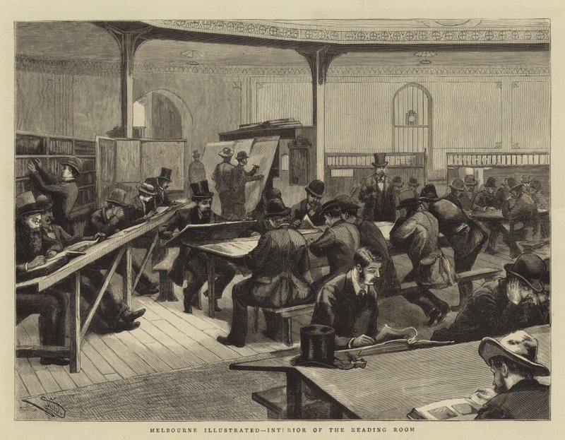 Melbourne Ilustrado, Interior de la Sala de Lectura de Frederic Villiers