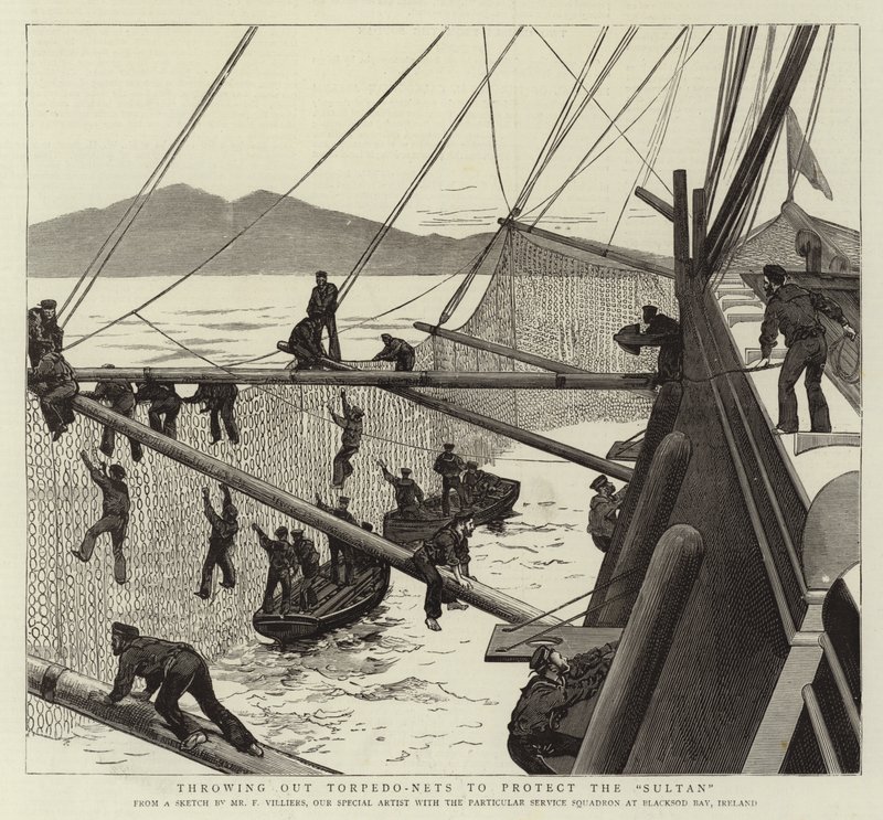 Lanzando redes torpedo para proteger al Sultán de Frederic Villiers