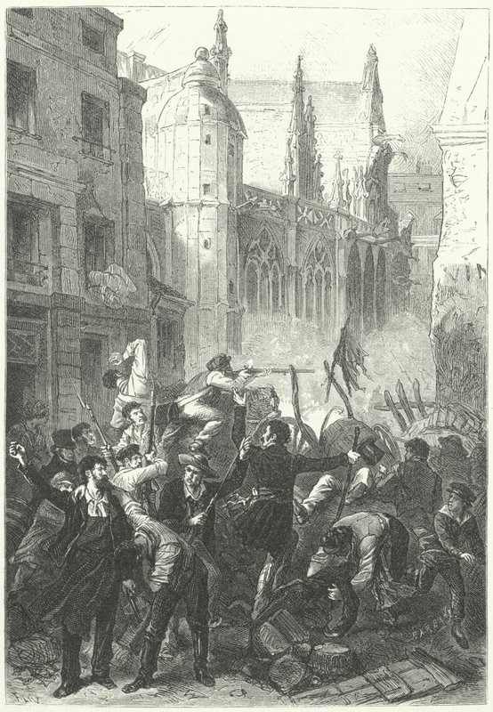 Levantamiento de los Días de Junio, Revolución de 1848, París (grabado) de Frederic Theodore (after) Lix
