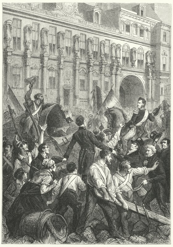 Luis Felipe, Duque de Orleans, camino al Hotel de Ville, París de Frederic Theodore (after) Lix