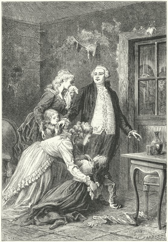 Luis XVI despidiéndose de su familia antes de su ejecución de Frederic Theodore (after) Lix