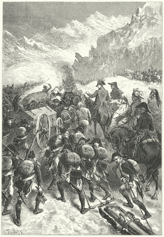 Napoleón liderando su ejército sobre los Alpes de Frederic Theodore (after) Lix