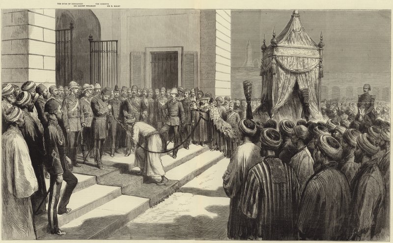 El Jedive saludando la alfombra sagrada en El Cairo antes de su envío a La Meca de Frederic Villiers