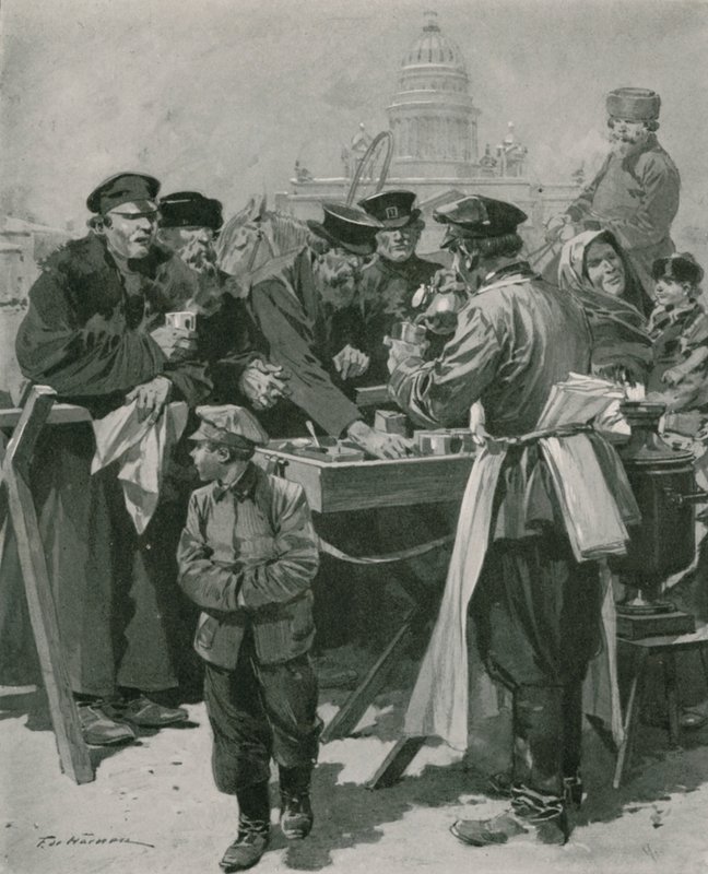 Un puesto de té de conductores de droshky de Frederic de Haenen