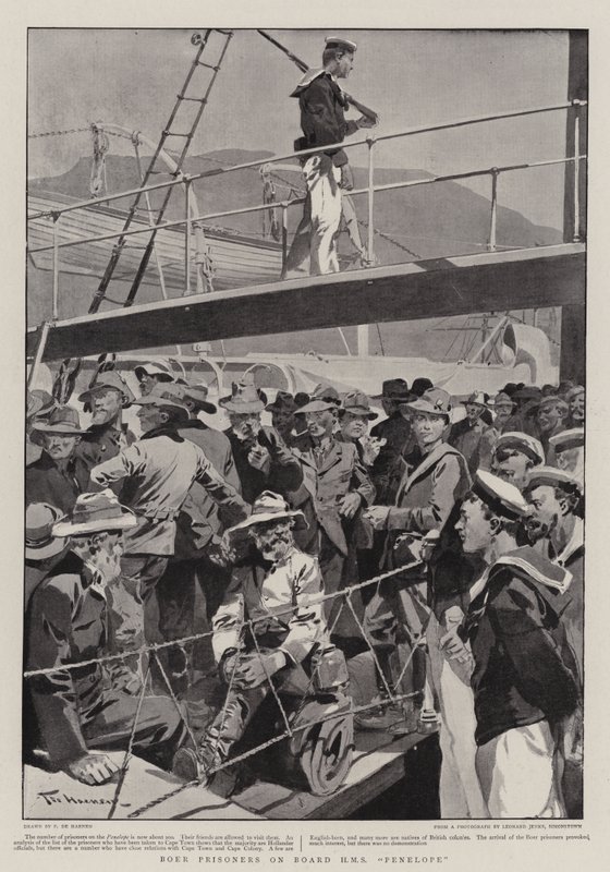 Prisioneros Bóers a Bordo del H.M.S. Penelope de Frederic de Haenen
