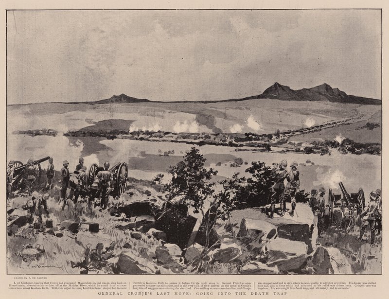 Último movimiento del General Cronje, entrando en la trampa mortal de Frederic de Haenen